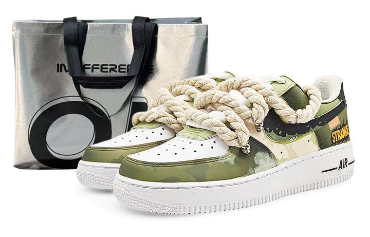 Nike Nike Air Force 1 Abrasion Resistant Low top Skateboard Shoes Unisex White Green