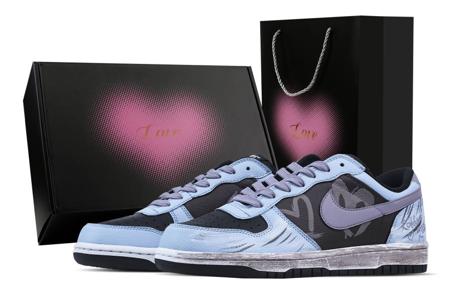 Nike Nike Big Song Of Love, Heart Box Abrasion Resistant Breathable Low top Skateboard Shoes Men's Black Blue