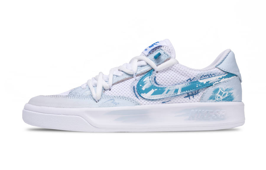 Nike Nike SB Adversary Star Net Cloud Fabric Slip Resistant Slip Resistant Low top Skateboard Shoes Men's White Blue