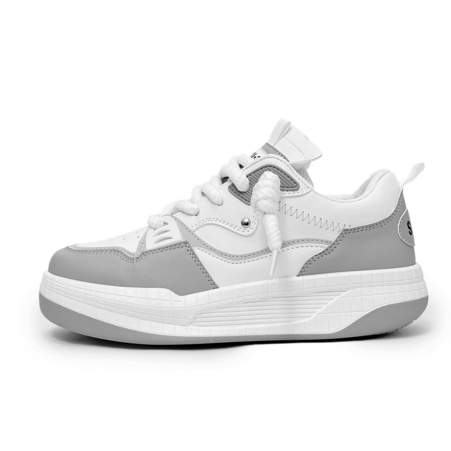 SLnU★3 Thermal, Slip Resistant, And Abrasion Resistant Coverage Low top Skateboard Shoes Men's White Gray