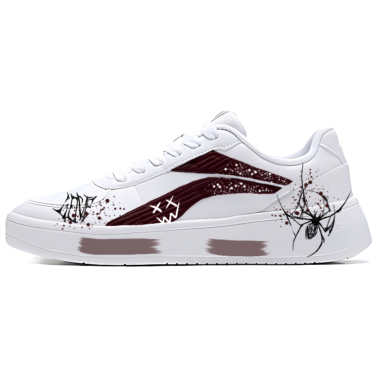 Li-Ning Li Ning Abrasion Resistant Lightweight Slip Resistant Low top Skateboard Shoes Unisex White Red