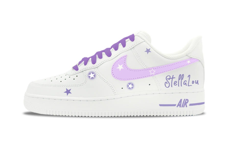 Nike Nike Air Force 1 Star Purple Wing Abrasion Resistant Low top Skateboard Shoes Unisex Purple