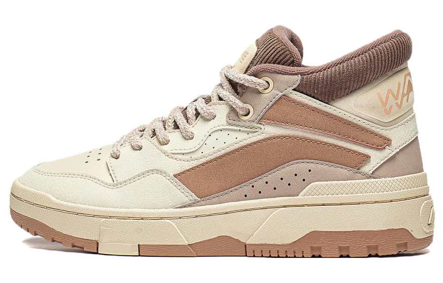 Li-Ning Li Ning Wave Slip Resistant Cushioning Slip Resistant Cushioning Mid top Skateboard Shoes Women's Beige Brown