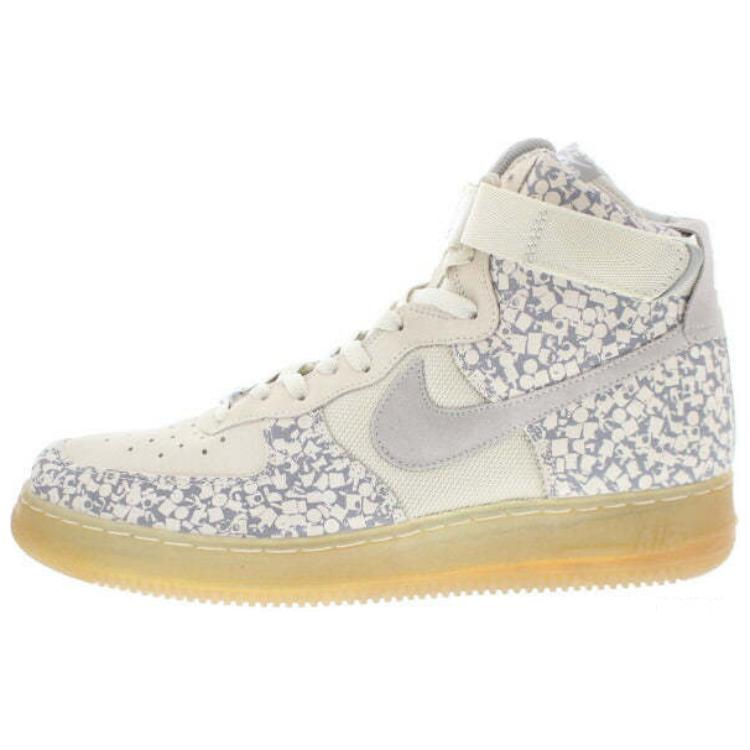 Nike Nike Air Force 1 Slip Resistant Abrasion Resistant High top Skateboard Shoes Men's Beige Blue