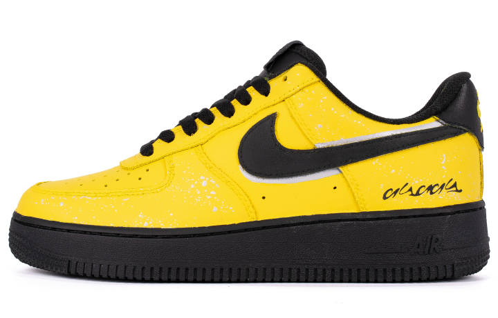 Nike Nike Air Force 1 Warning WS Abrasion Resistant Low top Skateboard Shoes Women's Black Yellow