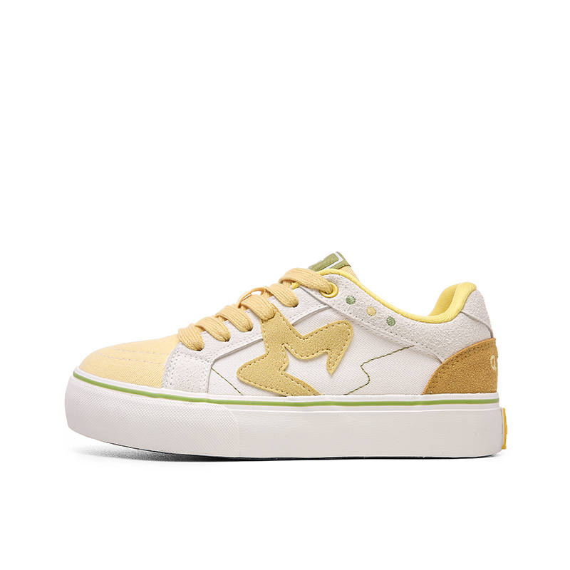 KEAIDENI Abrasion Resistant, Lightweight, And Breathable Low top Skateboard Shoes Women's Lemon