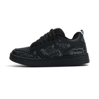 UNNCC Slip Resistant, Abrasion Resistant, Breathable Low top Skateboard Shoes Unisex Black