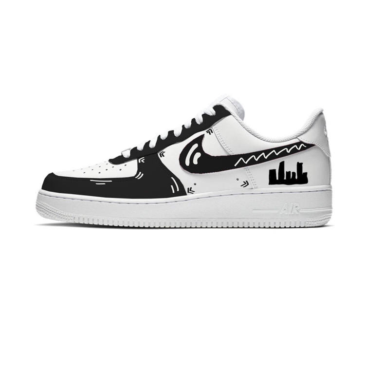 Nike Nike Air Force 1 City Rhythm Abrasion Resistant Abrasion Resistant Low top Skateboard Shoes Women's Black White