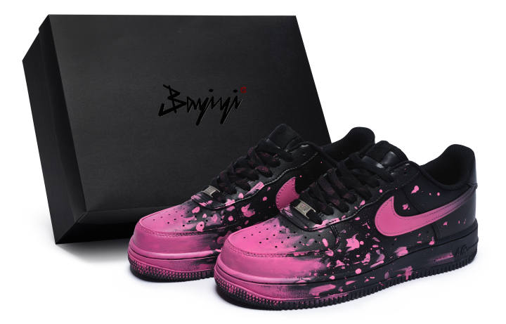 Nike Nike Air Force 1 07 811 Manufacturing, Crazy Graffiti Red, Special Shoe Box Low top Skateboard Shoes Unisex Black Pink