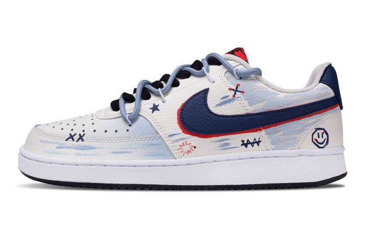 Nike Nike Court Vision 1 Blue Rainbow Leather Low top Skateboard Shoes Men's Sky Blue