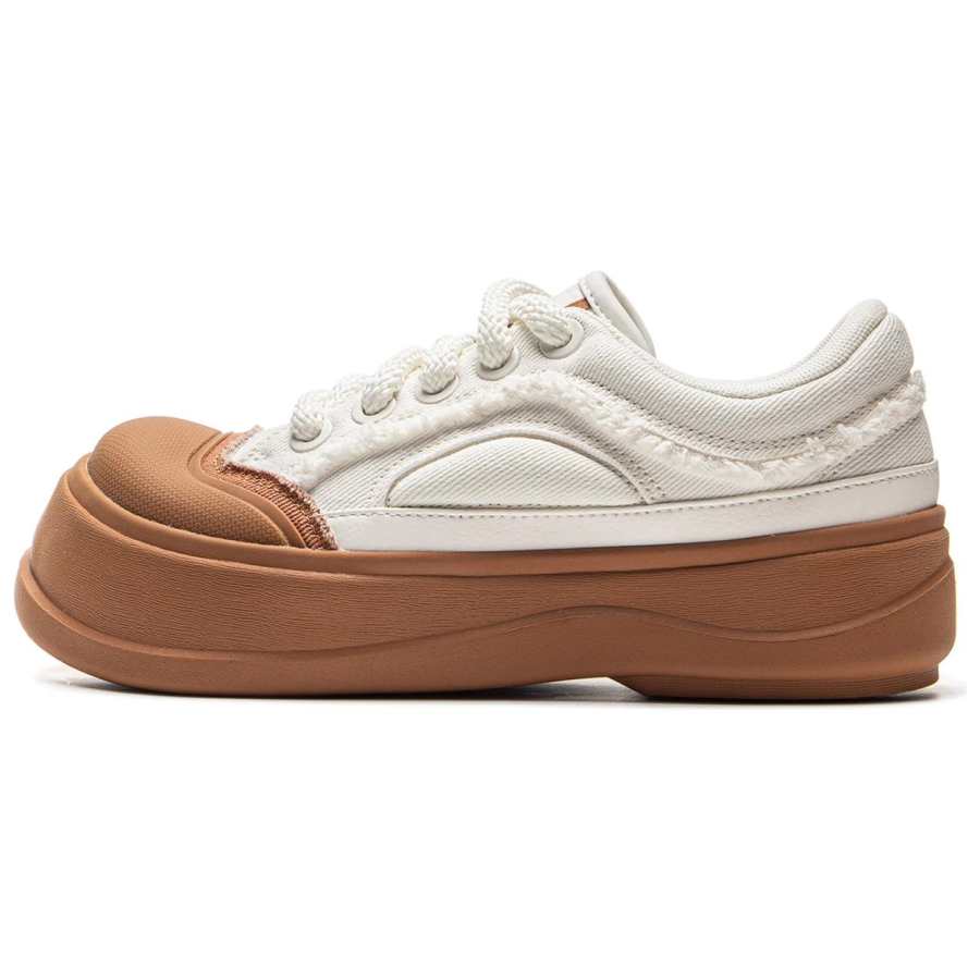 Li-Ning Li Ning Honey Slip Resistant Abrasion Resistant Low top Skateboard Shoes Women's White Brown
