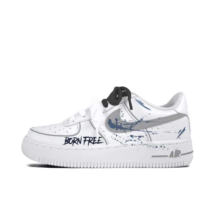 Nike Nike Air Force 1 Letter Line Abrasion Resistant Skateboard Shoes Unisex Gray White