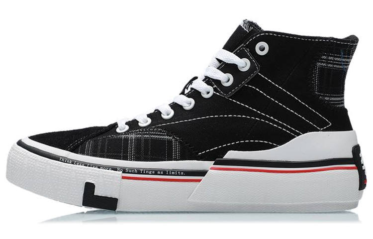 Li-Ning LiNing Canvas Hi Slip Resistant Cushioning Abrasion Resistant Lightweight High top Skateboard Shoes Women's Black White