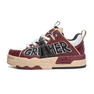 GREZHER Abrasion Resistant Lightweight Slip Resistant Low top Skateboard Shoes Unisex Red