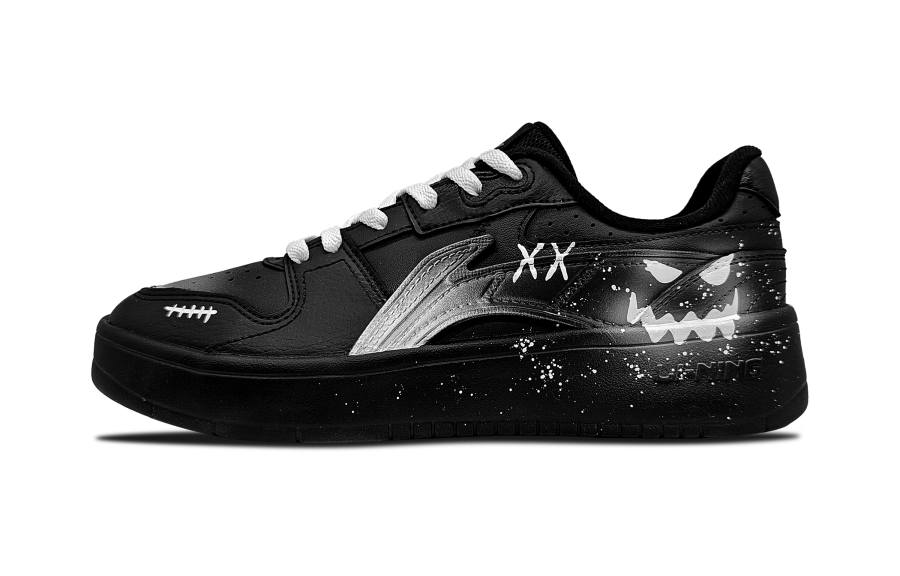 Li-Ning Li Ning Slip Resistant Height Increasing Slip Resistant Height Increasing Low top Skateboard Shoes Men's Black White