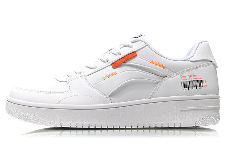 Li-Ning Li Ning NO.258 Slip Resistant Abrasion Resistant Low top Skateboard Shoes Men's White Orange