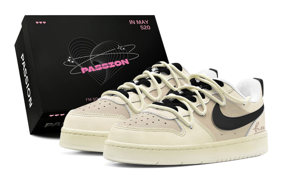 Nike Nike Court Borough Couple's, Toffee, Deconstruction Design, Vintage Style, Fashion Versatile Low top Skateboard Shoes