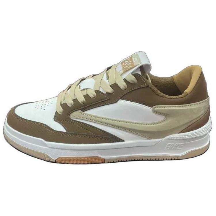 Erke Wushuang Comfortable Waterproof And Lightweight Low top Skateboard Shoes Men's White Brown