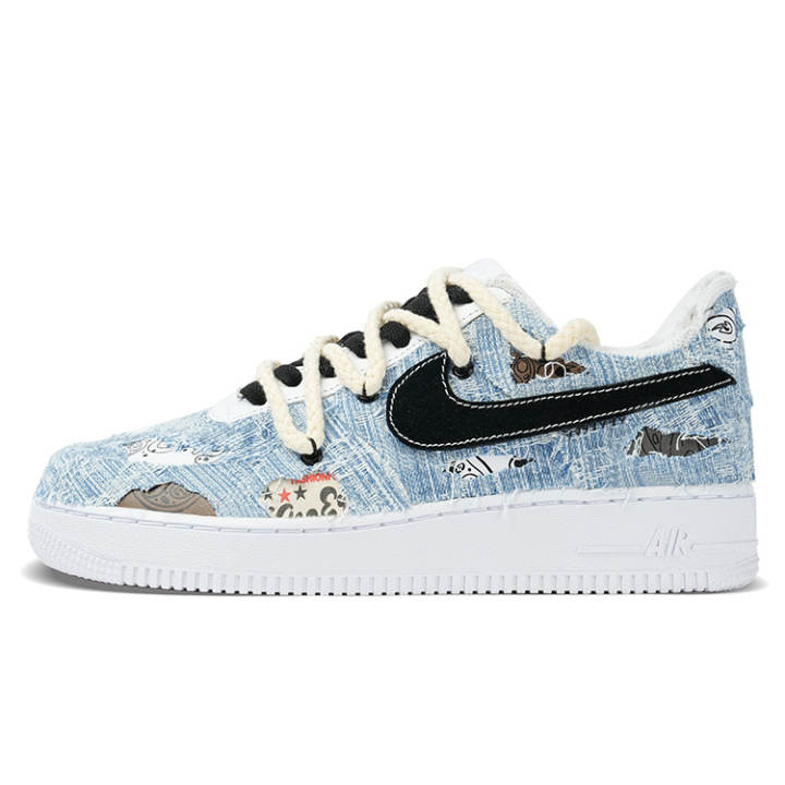 Nike Nike Air Force 1 Slip Resistant, Abrasion Resistant, Lightweight Low top Skateboard Shoes Women's Blue Black