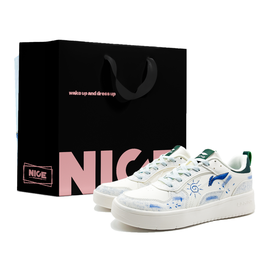 Li-Ning Li Ning Wheat Age Slip Resistant, Abrasion Resistant, Breathable Low top Skateboard Shoes Men's Blue White