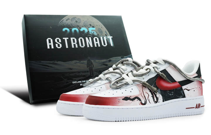 Nike Nike Air Force 1 Slip Resistant Abrasion Resistant Low top Skateboard Shoes Men's Black Red White