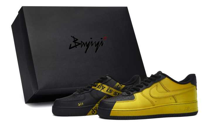 Nike Nike Air Force 1 07 811 Manufacturing, Moon Shadow Clown, Special Shoe Box Low top Skateboard Shoes Unisex Black Yellow