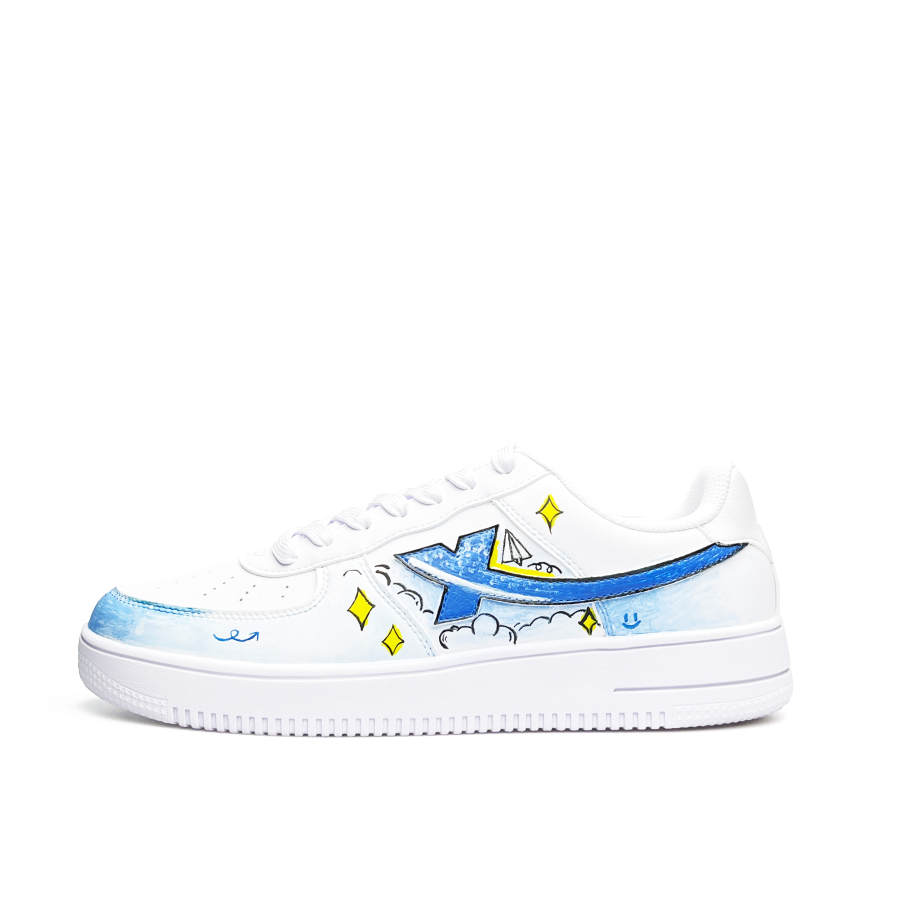 XTEP Air Force 1 Abrasion Resistant Lightweight Low top Skateboard Shoes Unisex White Blue