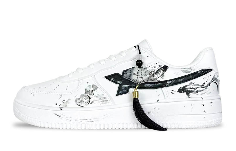 XTEP Air Force 1 Abrasion Resistant Lightweight Low top Skateboard Shoes Unisex Black White