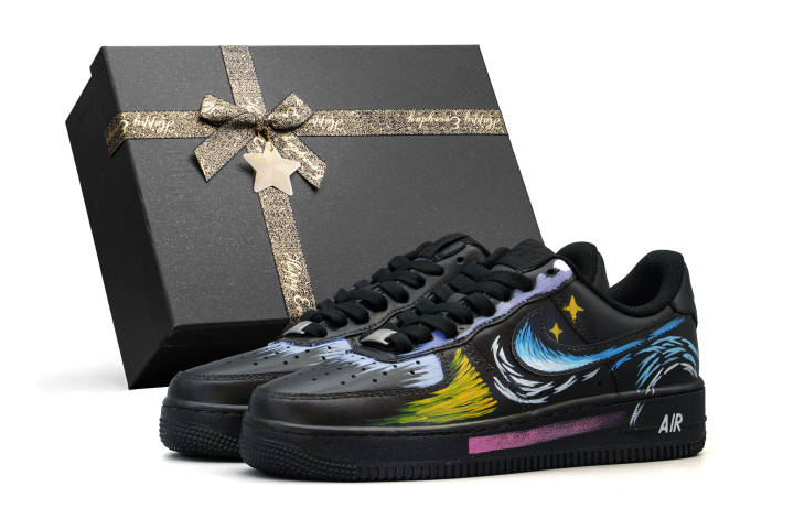 Nike Nike Air Force 1 Leather Cushioning Abrasion Resistant Cushioning, Wear Resistant Low top Skateboard Shoes Men's Black