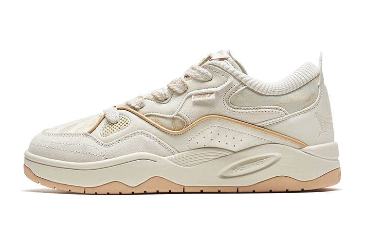 XTEP Reverse Slip Resistant Abrasion Resistant Low top Skateboard Shoes Women's White Brown
