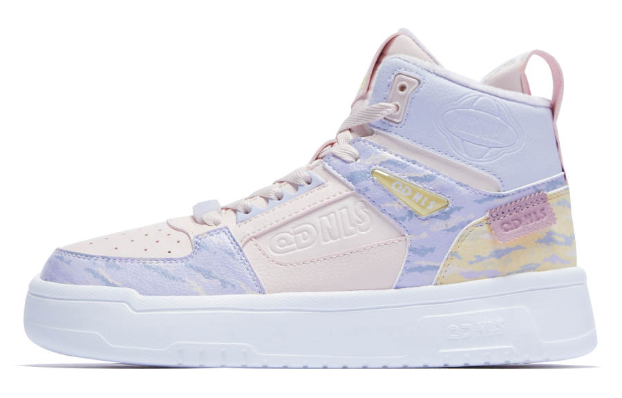 QIAODAN Skateboard Shoes Women's High Top Pink