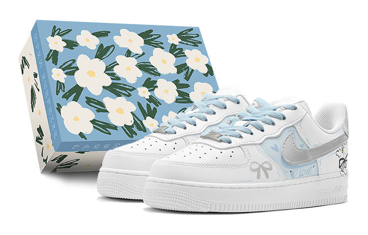 Nike Nike Air Force 1 Air Force 1, Romantic 520 Cotton Candy Puppy Low top Skateboard Shoes Women's Blue Silver