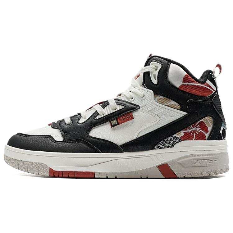 XTEP XTEP Lightweight Mid top Skateboard Shoes Men's Black White Red