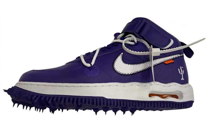 Nike OFF WHITE x Nike Air Force 1 Slip Resistant Abrasion Resistant Mid top Skateboard Shoes Men's Purple