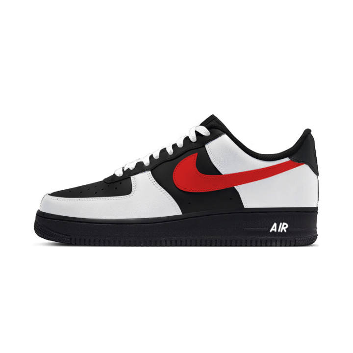 Nike Nike Air Force 1 Slip Resistant Abrasion Resistant Low top Skateboard Shoes Unisex White Red