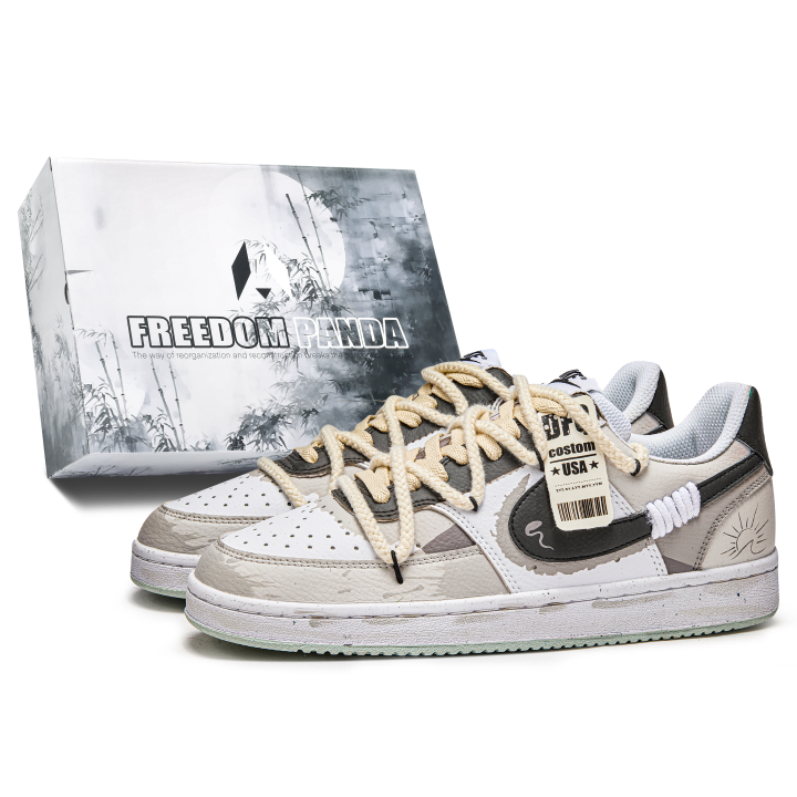 Nike Nike Court Vision 1 Freedom Panda, Box, Scavenger Slip Resistant Abrasion Resistant Low top Skateboard Shoes Men's Ecru