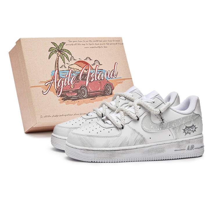 Nike Nike Air Force 1 Lively Island, Shopping Bag, Silver White Dream Abrasion Resistant Abrasion Resistant Low top