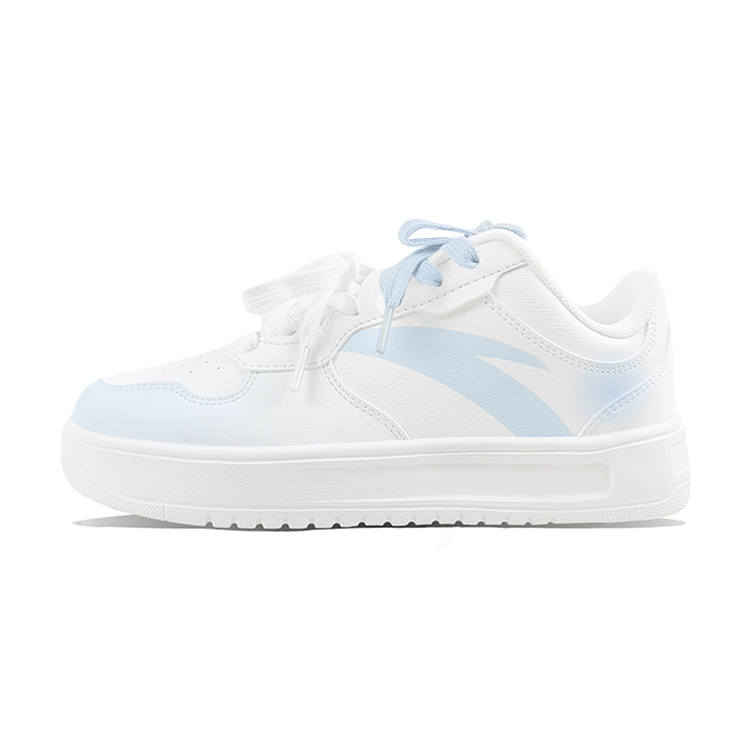Anta Slip Resistant And Abrasion Resistant Coverage Low top Skateboard Shoes Unisex White Blue