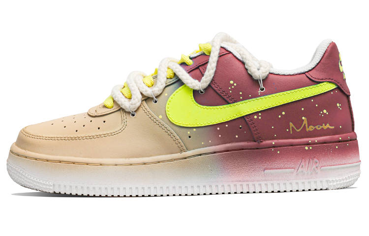 Nike Nike Air Force 1 Low Slip Resistant Abrasion Resistant Low top Skateboard Shoes Women's Red Yellow