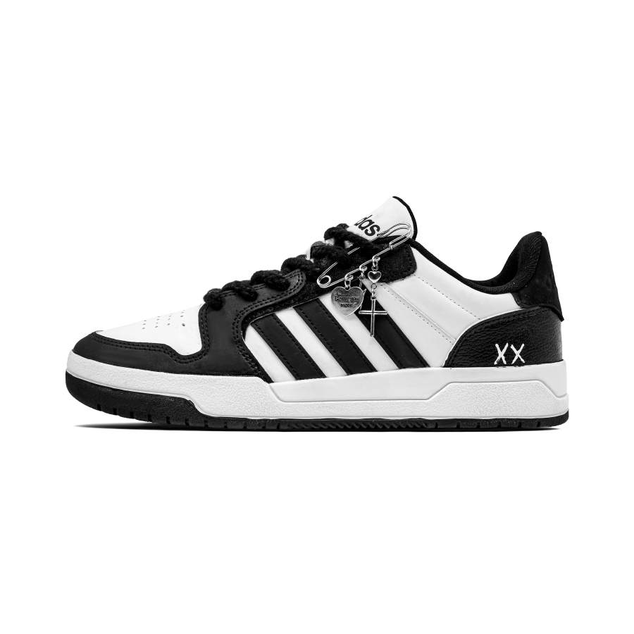 Adidas Adidas ENTRAP Playful Combat Leather, Suede Abrasion Resistant Balance Low top Skateboard Shoes Unisex Black White