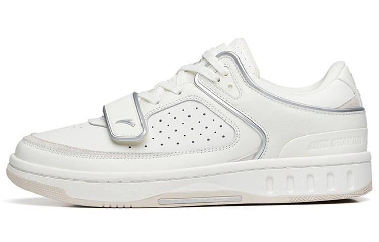 Anta Vintage Abrasion Resistant Low top Skateboard Shoes Men's White Silver