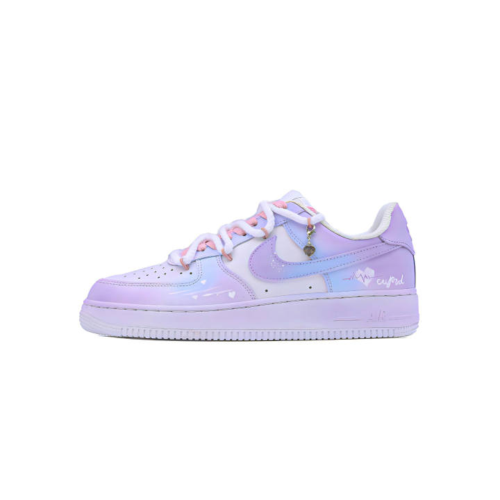 Nike Nike Air Force 1 New Singularity, Cupid Slip Resistant Abrasion Resistant Low top Skateboard Shoes Unisex White Purple
