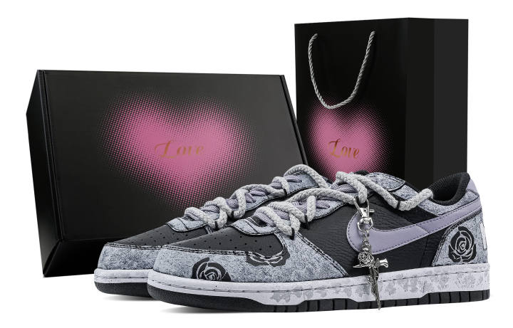 Nike Nike Big Gray Rose Saint Mark Abrasion Resistant Breathable Low top Skateboard Shoes Men's Black Gray