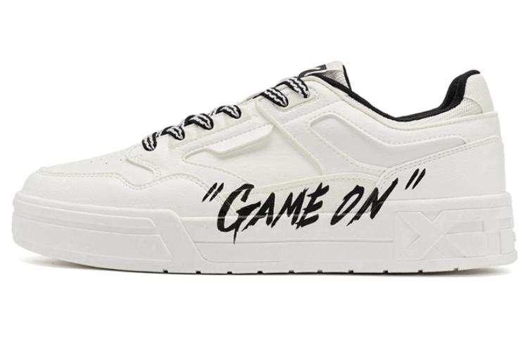 XTEP Synthetic Leather Abrasion Resistant Breathable Low top Skateboard Shoes Men's White Black