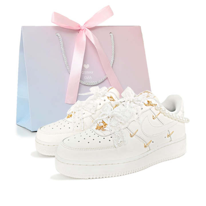 Nike Nike Air Force 1 Dreamy Engagement Wedding Low top Skateboard Shoes Women's Cream White