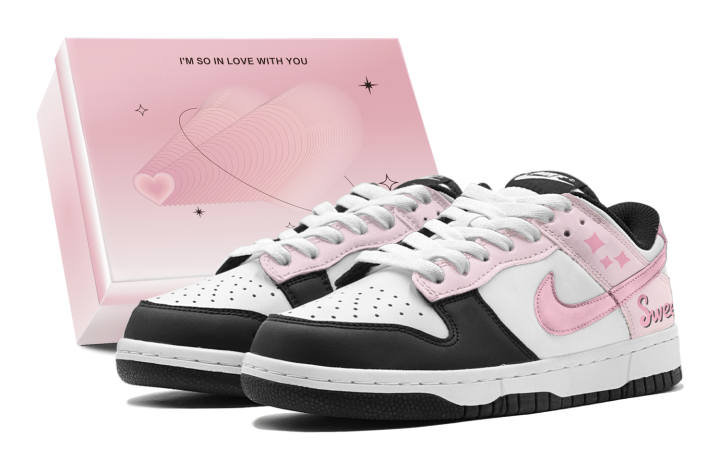 Nike Nike Dunk Couple's, Romantic Favor, Strawberry Sweetheart, Minimalist Style Versatile Abrasion Resistant