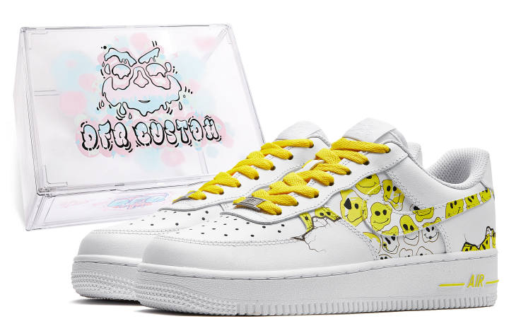 Nike Nike Air Force 1 Low DA VINCI Custom, Box, Smiley Face Slip Resistant Quick Dry Abrasion Resistant Balance