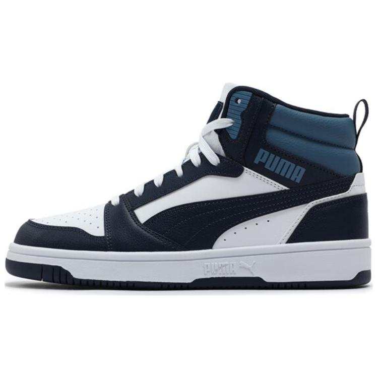 PUMA Rebound V6 Abrasion Resistant Mid top Skateboard Shoes Unisex Black Blue