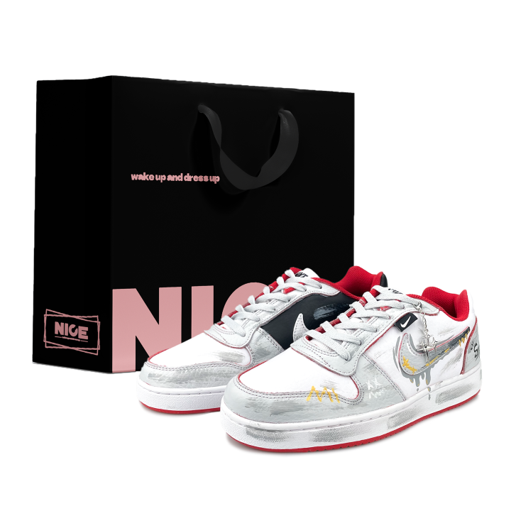 Nike Nike EBERNON Abrasion Resistant Abrasion Resistant Low top Skateboard Shoes Men's Gray White