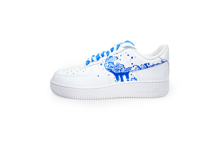 Nike Nike Air Force 1 Air Force 1 Leather Thermal Coverage Low top Skateboard Shoes Men's White Blue